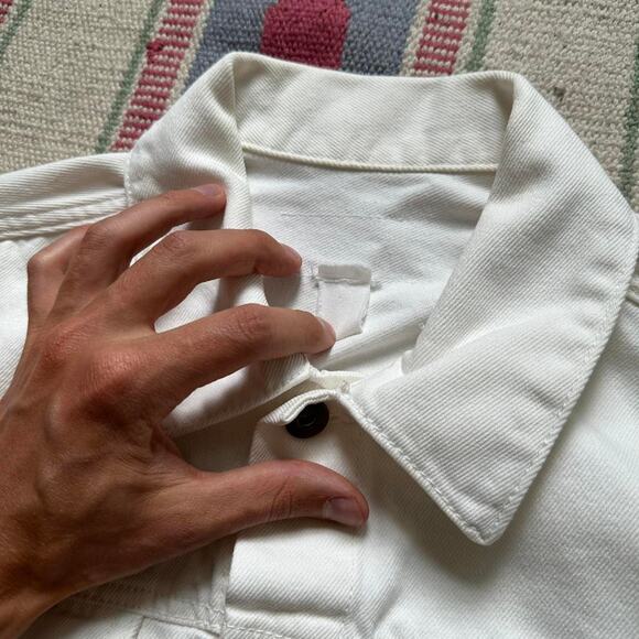 Vintage White Canvas Cotton Trucker Work Denim Jacket - Picture 3 of 8